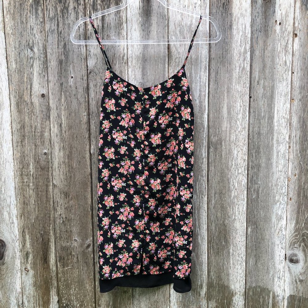 Forever 21 Black Floral Spaghetti Strap Mini Dress Small - Picture 1 of 6